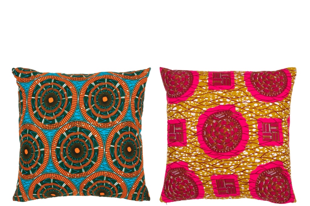 Coussin Motif Ronds Mélange de Tissus