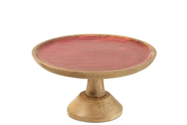 Présentoir à gâteaux en bois de manguier rose