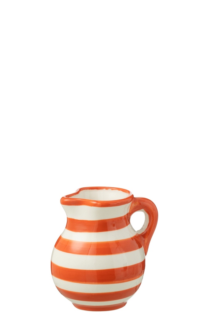 Pitcher Granada Stripes Ceramic White/Orange