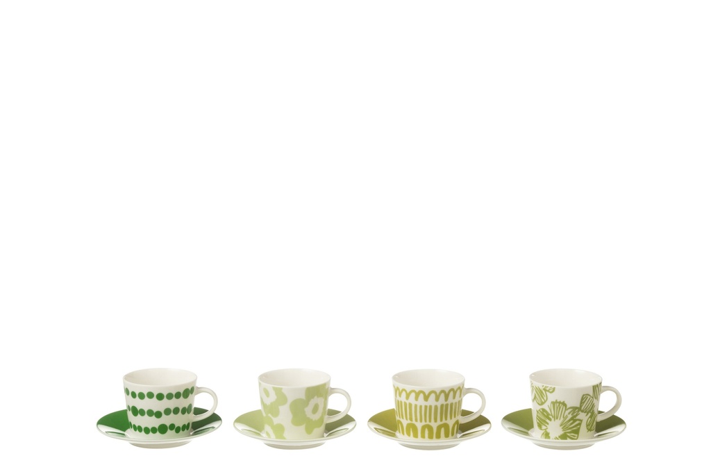 Set Of 4 Coffee Cup+Saucer In