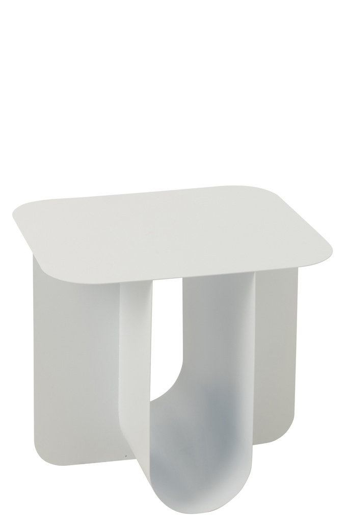 Table d'appoint carrée en métal blanc