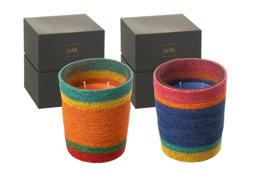 Scented Candle Basket Blue Wax