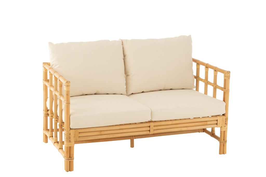 Sofa Elise+Cushion 2 Person Rattan/Textile