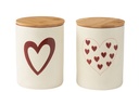 Storage Jar Hearts Porcelaine White/Red