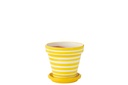 Pot de fleurs + assiette Granada Stripes en céramique fait main/peint à la main
