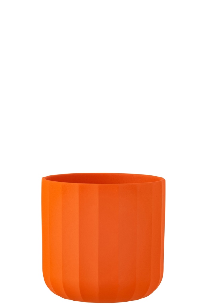 Pot de fleurs d'été en céramique orange grand format