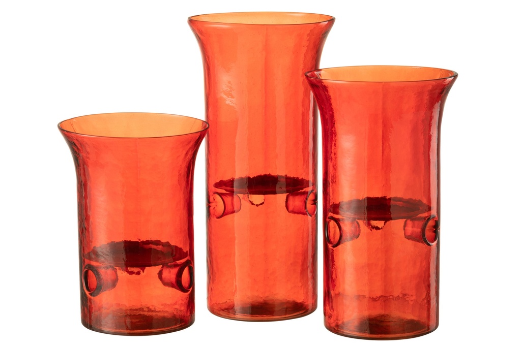 Lot de 3 bougeoirs en verre/métal