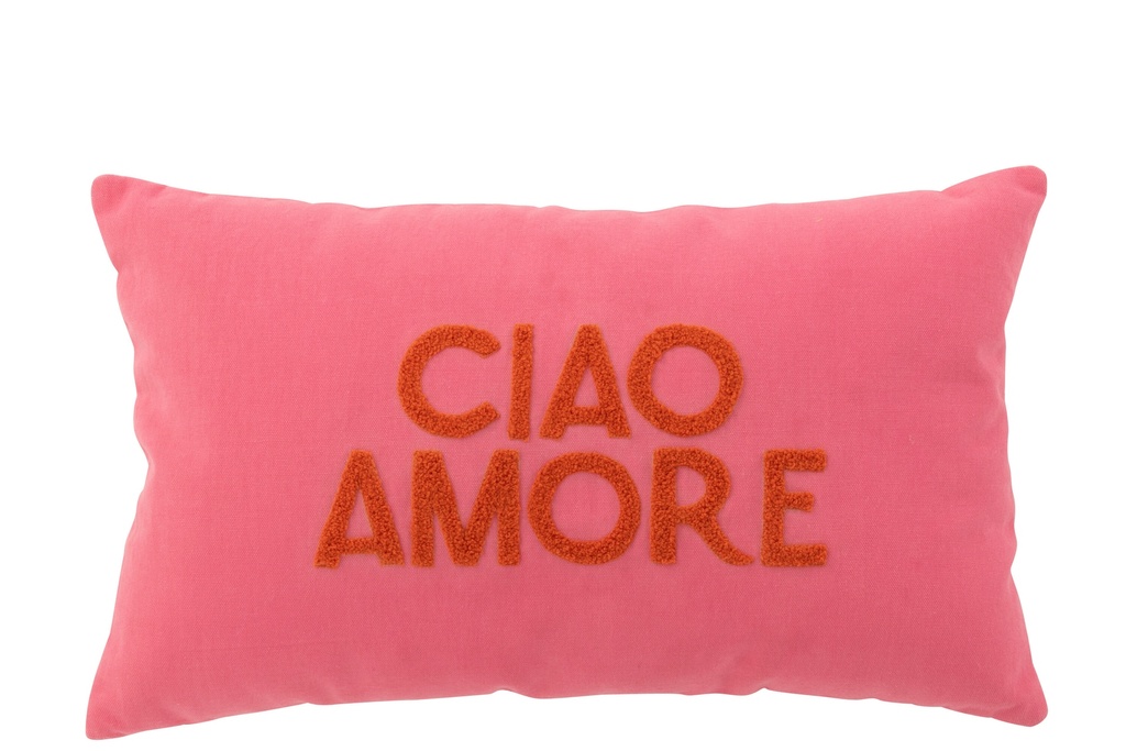 Coussin Ciao Amore Coton Rose/Orange