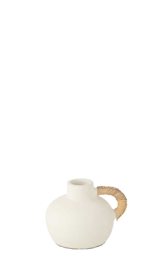 Vase Pot Leo Terre Cuite Blanc/Naturel