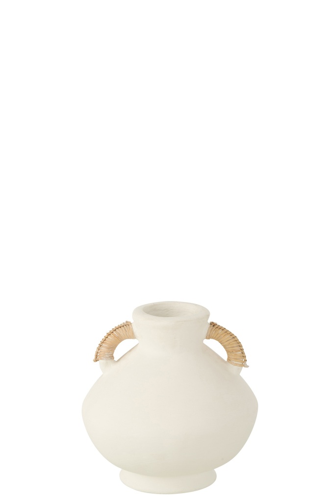 Petit Vase Leo Terre Cuite Blanc/Naturel