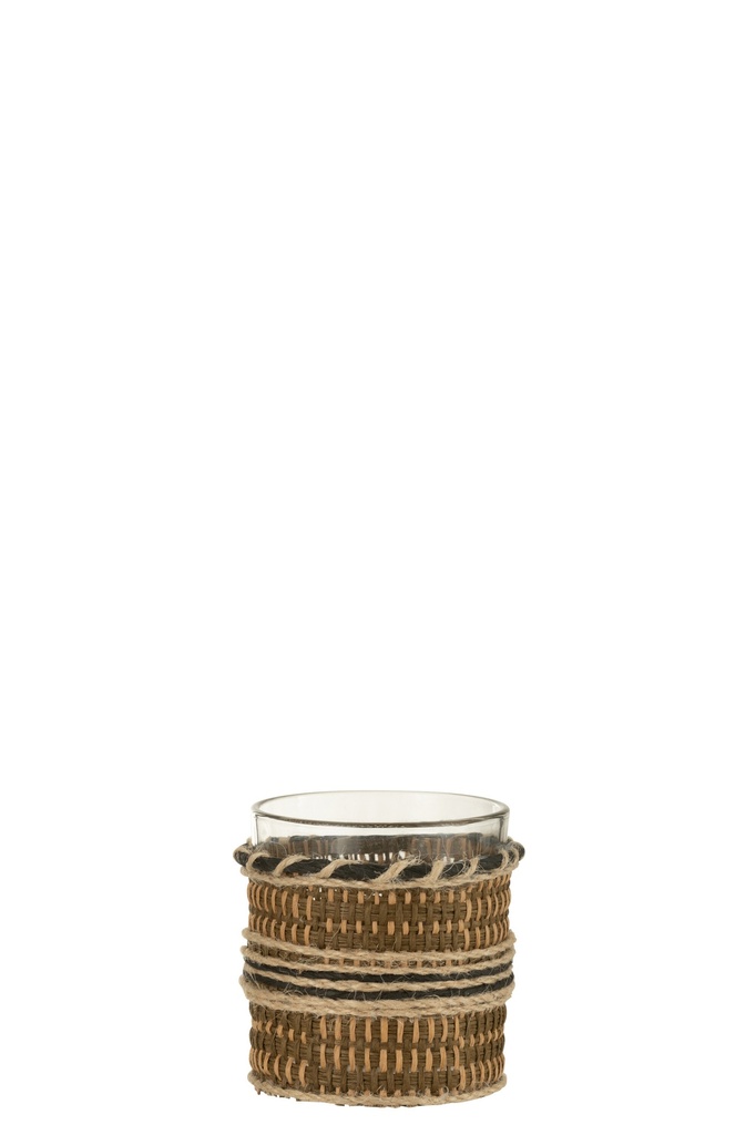 Tealight Holder Glass Brown/Beige