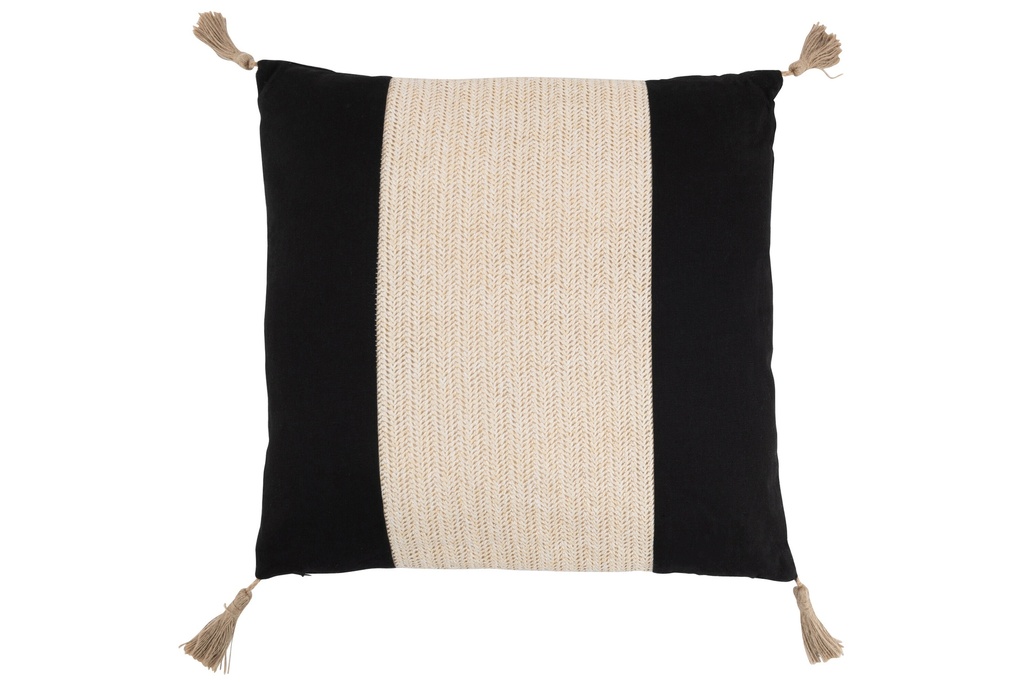 Coussin tissé carré en polyester noir