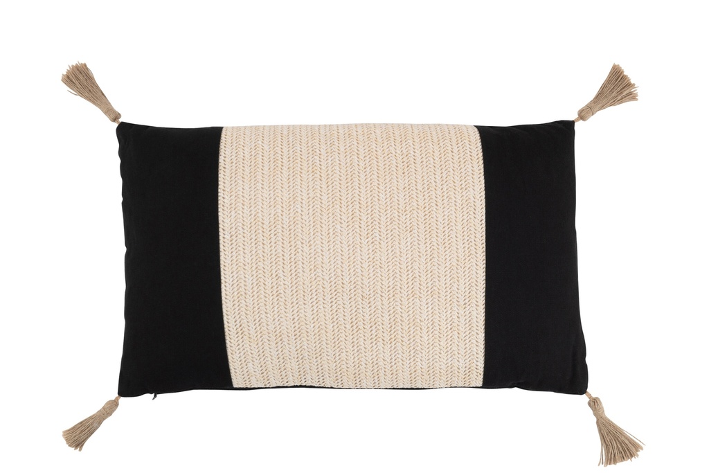 Coussin tissé rectangulaire en polyester noir