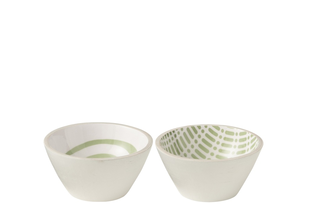 Bol en bois de manguier vert/blanc moyen
