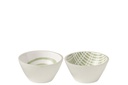 Bol en bois de manguier vert/blanc moyen