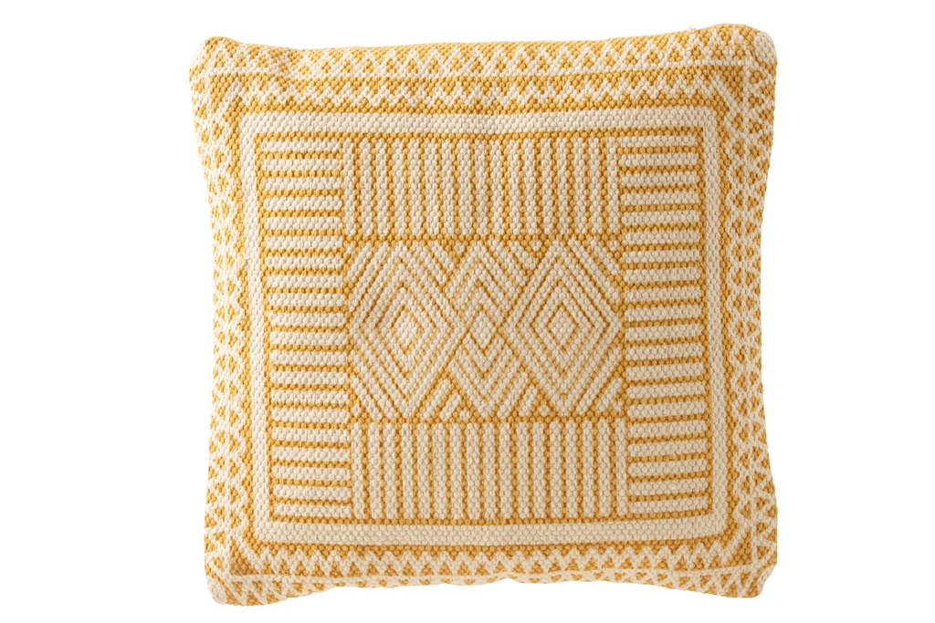 Cushion Bali Cotton White/Ochre