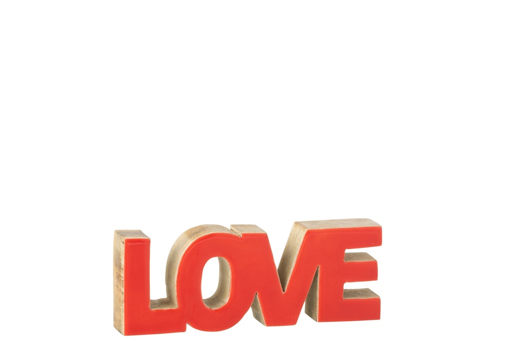 Letter Love Mango Wood Red