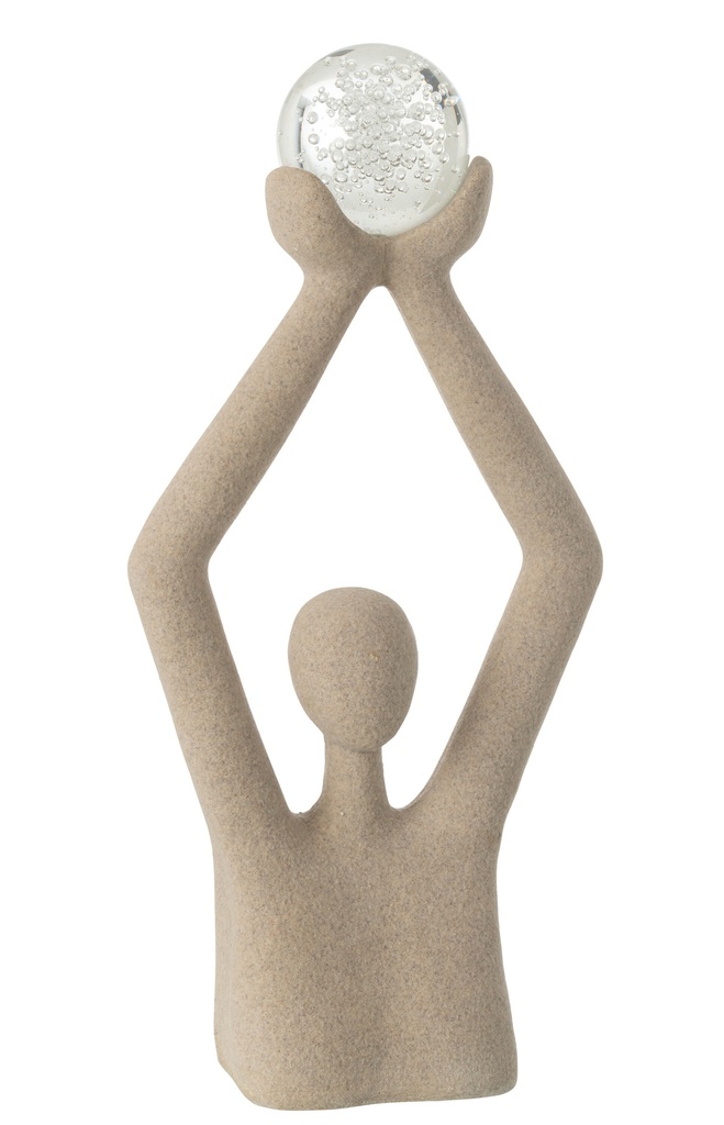 Buste Tête de Boule Résine/Cristal Beige