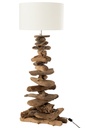 Lampe + abat-jour bois flotté naturel/blanc moyen