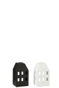 Candle Holder House Cement Black/White