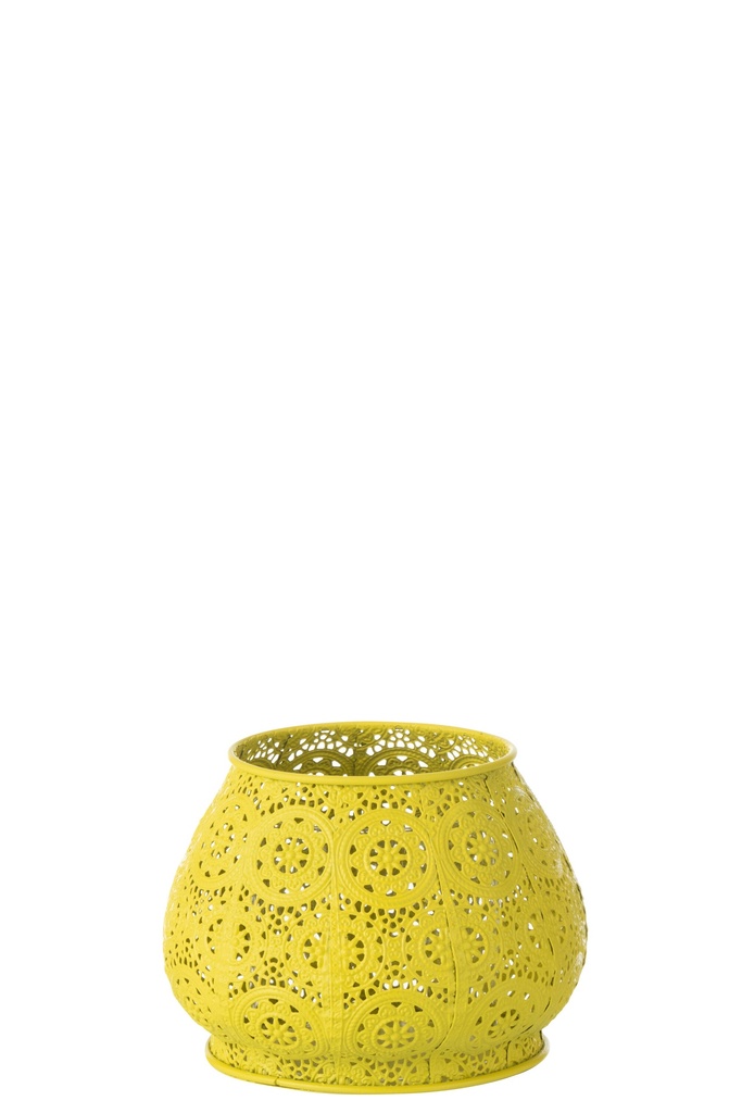 Photophore cylindrique en métal/verre jaune