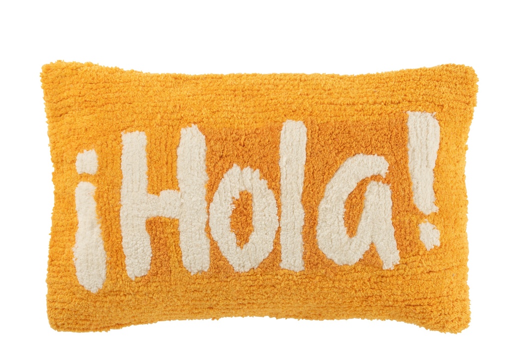 Coussin Hola Tufté Coton Orange/Blanc