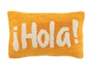 Coussin Hola Tufté Coton Orange/Blanc