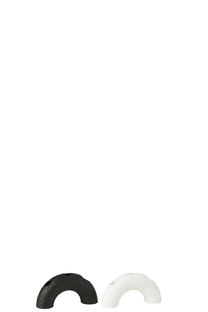 Bougeoir Arc Ciment Noir/Blanc