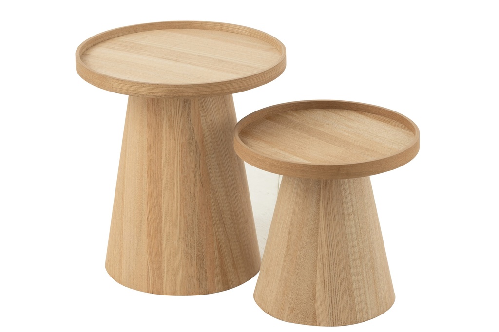 [41974] Set Of 2 Sidetables Round+Edges Wood