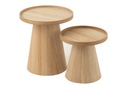 Lot de 2 tables d'appoint rondes + bords en bois