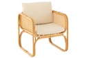 Fauteuil + Coussin Rotin/Textile Naturel/Blanc