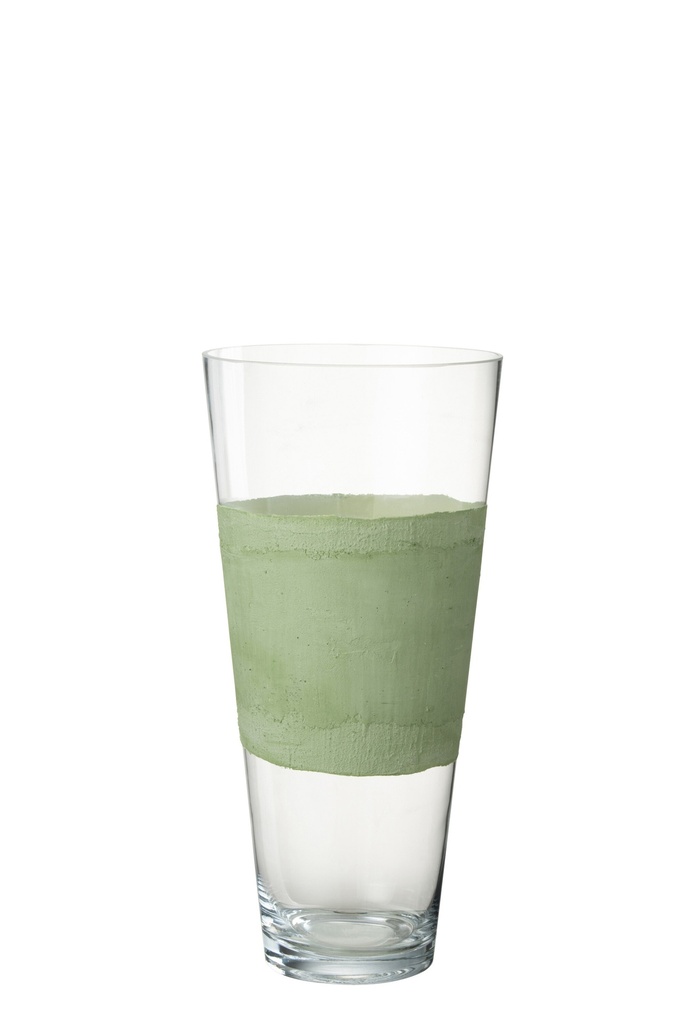 Vase Delph Glass Transparent/Green Medium