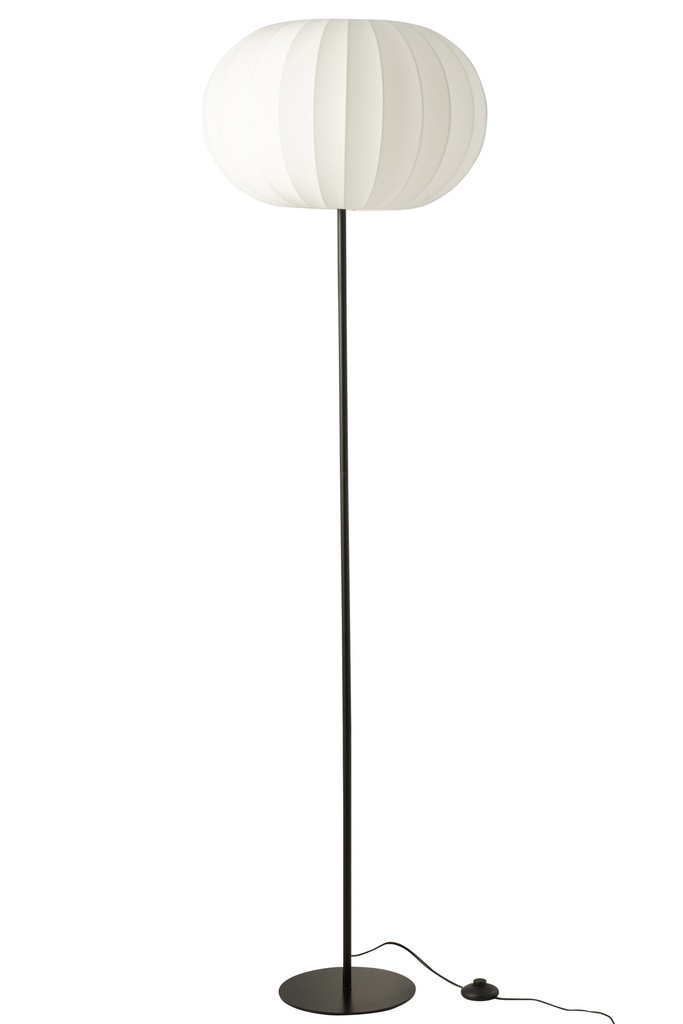 Floor Lamp Lantern Metal/Textile White