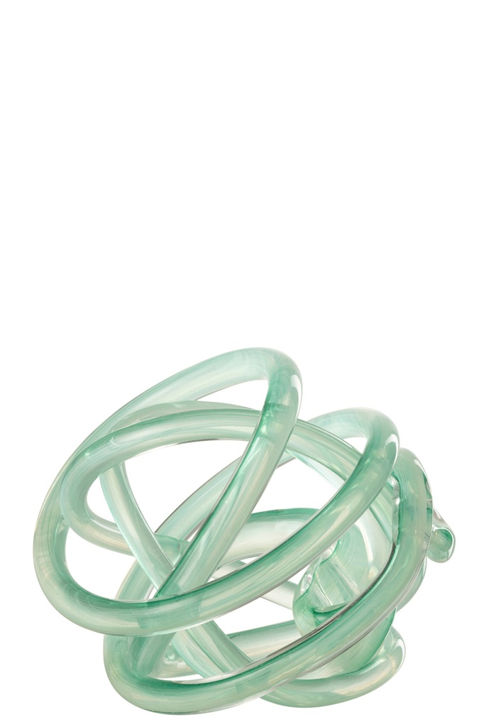Paperweight Infinity Knot Glass Turquoise/Transparent
