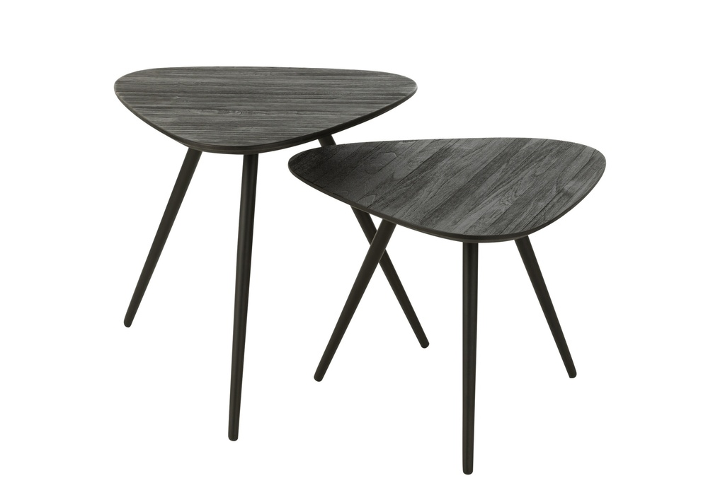 Ensemble de 2 tables triangulaires recyclées