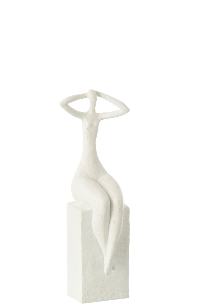 Lady Sitting On Rectangle Resin