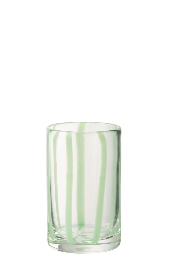 Drinking Glass Stripes Glass Transparent/Green