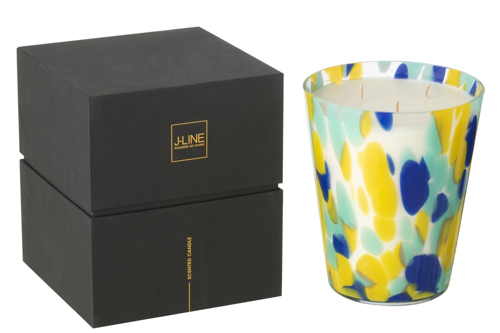 Bougie parfumée Noa Bleu/Jaune Grande - 95 heures