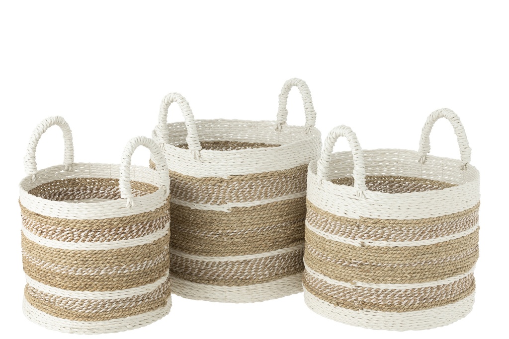 Set Of 3 Baskets Caro Raffia