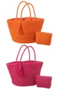 Beach Bag+Pouch Paper Pink/Orange Assortment
