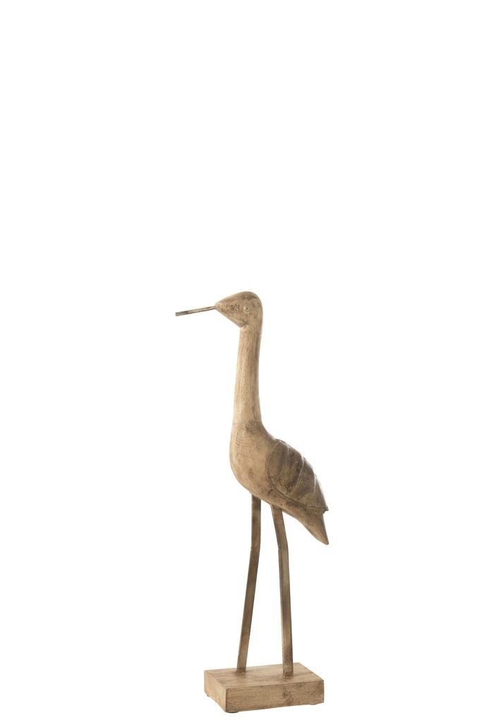 Décoration Oiseau Bois de Manguier/Métal Beige/Noir