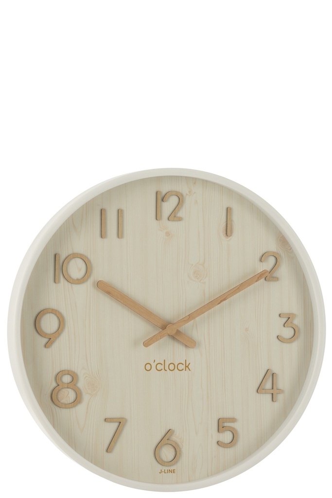 Wall Clock Plywood/MDF White Large