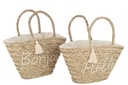 Sac de plage Bonjour/Hello Pompon Jute