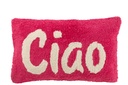 Coussin Ciao Tufté Coton Rose/Blanc
