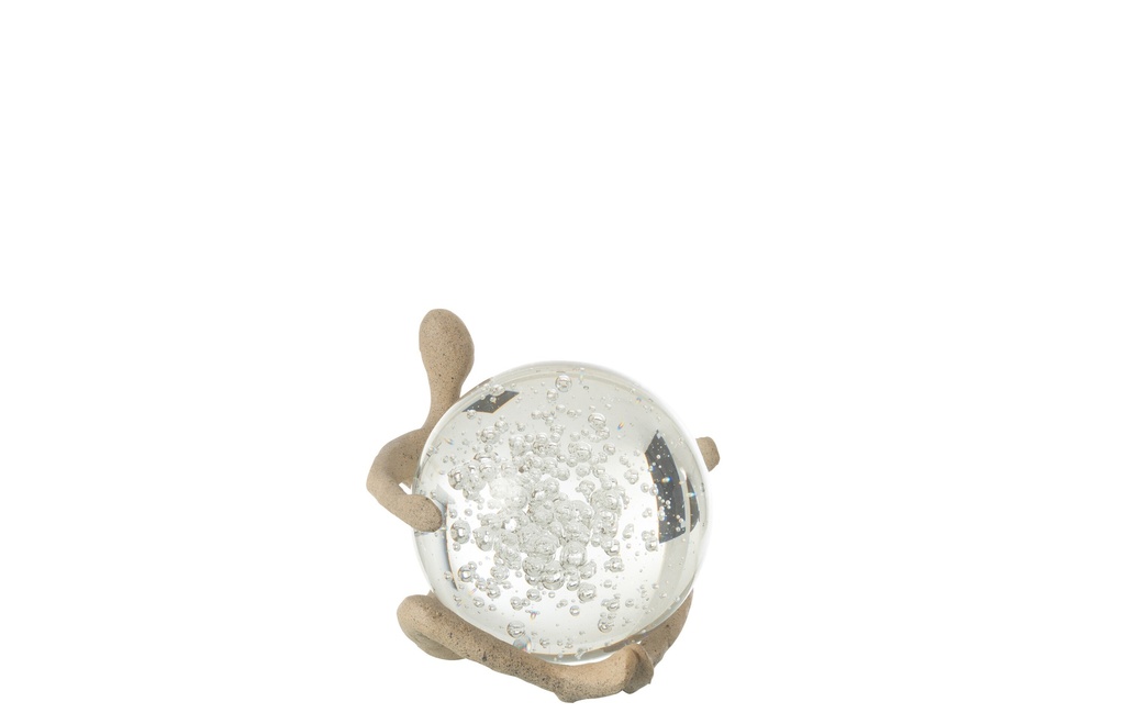 Figurine Boule Résine/Cristal Beige