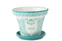 Flowerpot+Plate Granada Handmade/Handpainted Ceramic Aqua/White