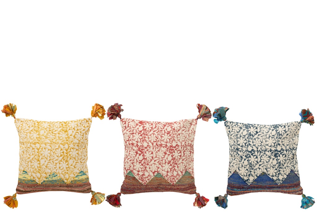 Coussin carré fleurs mélange coton