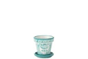 Flowerpot+Plate Granada Handmade/Handpainted Ceramic Aqua/White