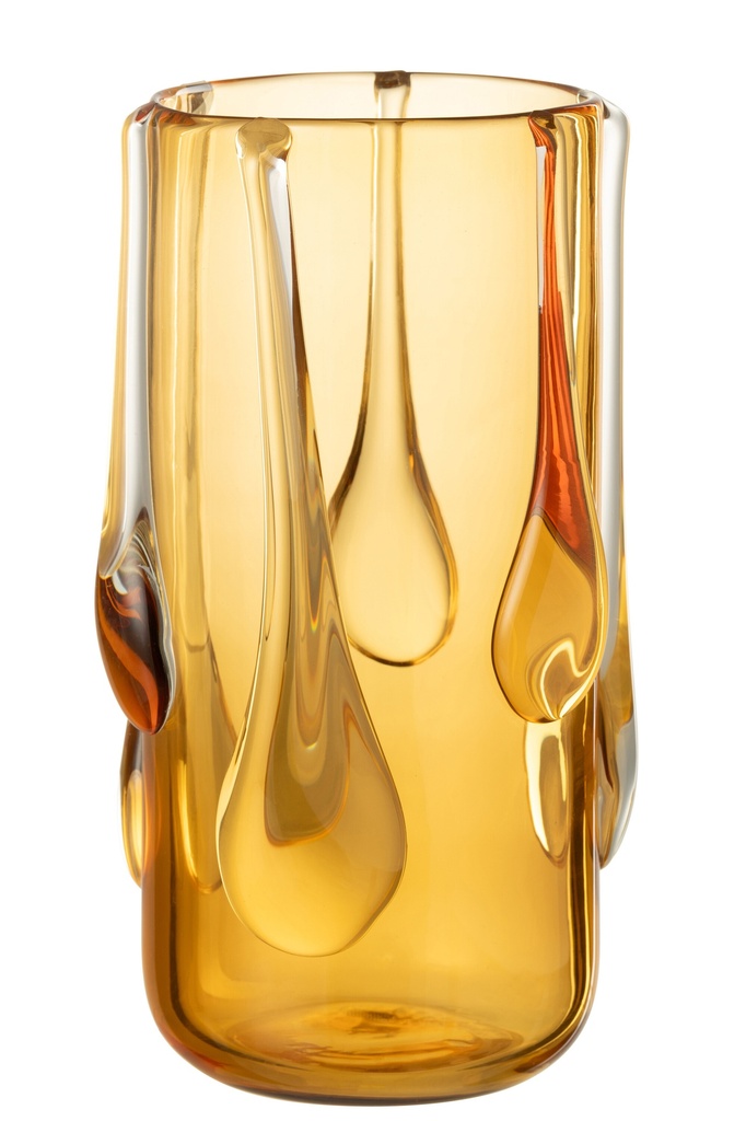 Vase en verre dégoulinant ambré grand format