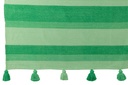 Plaid Rayures + Pompons Coton Vert